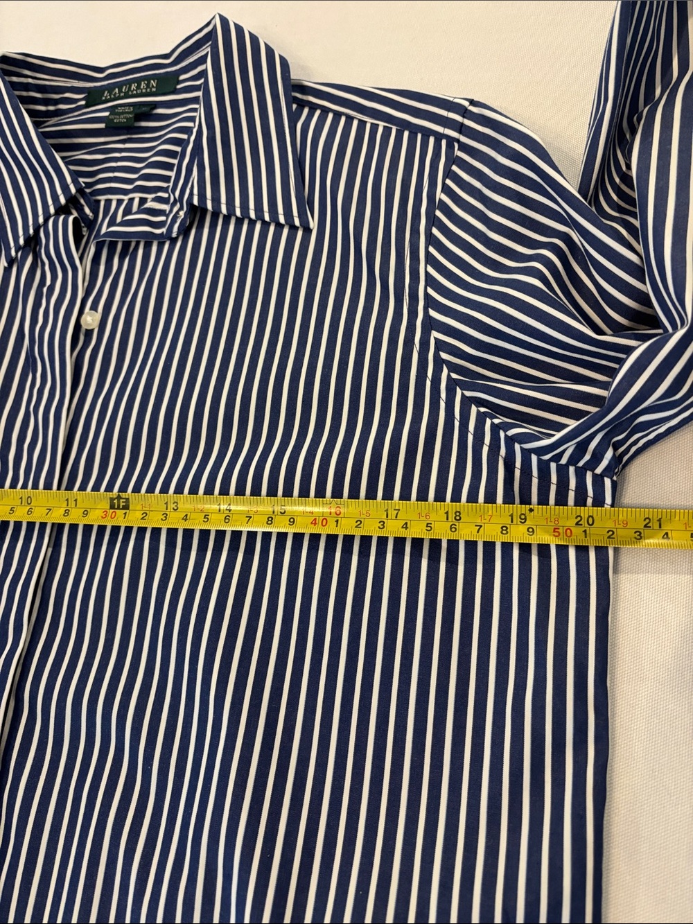 Ralph Lauren Women’s Blue White Stripe Long Sleeve Cotton Button-Down Shirt - M - Picture 8 of 8
